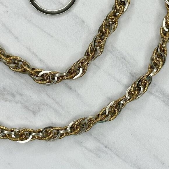 Skinny Silver Gold Two Tone Metal Chain Link Belt Extra Small/Small (XS/S) ✨ - Picture 4 of 9